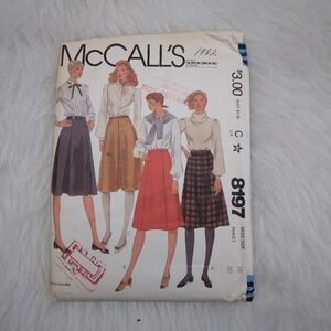 MCCALL'S 8197 Size 16 Misses 4 Gore, 5 Gore, And Inverted Front Pleat Skirts